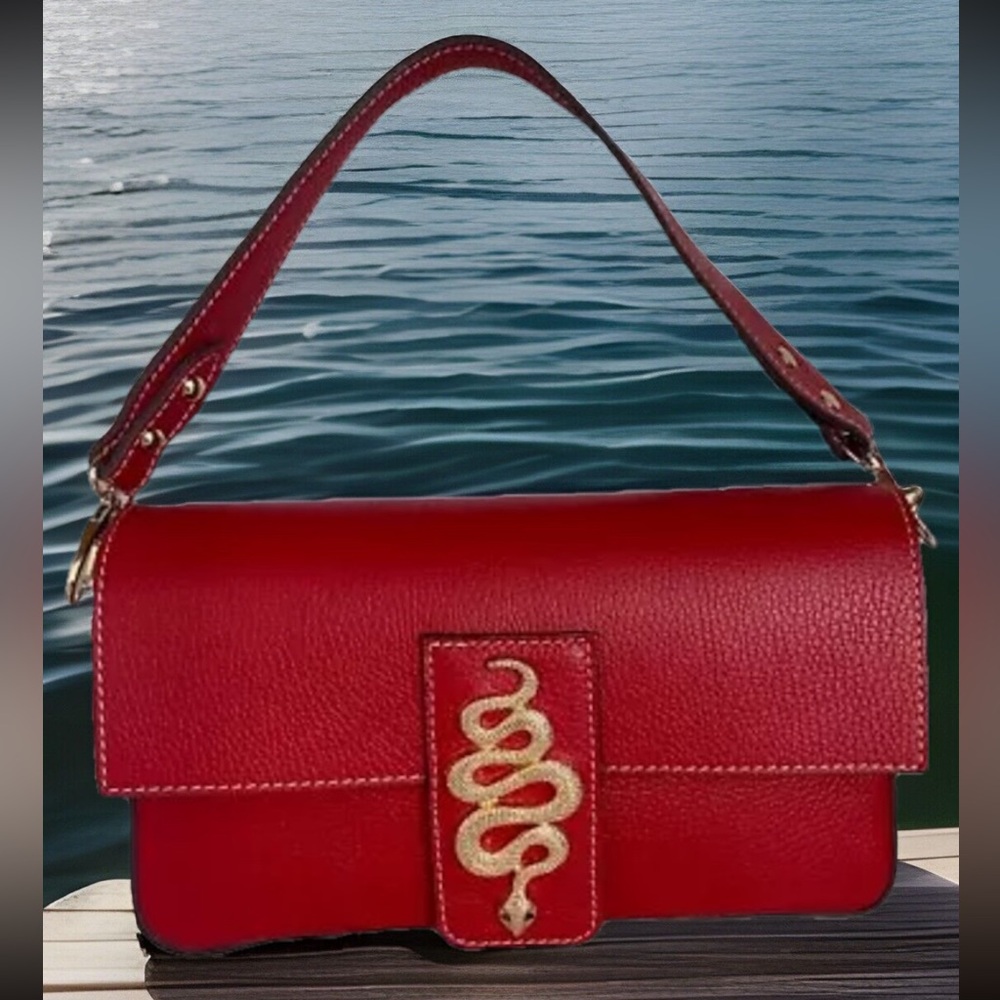 NWT DIVINA FIRENZE 🇮🇹 ITALIAN RED PEBBLED LEATHER CROSSBODY SHOULDER BAG